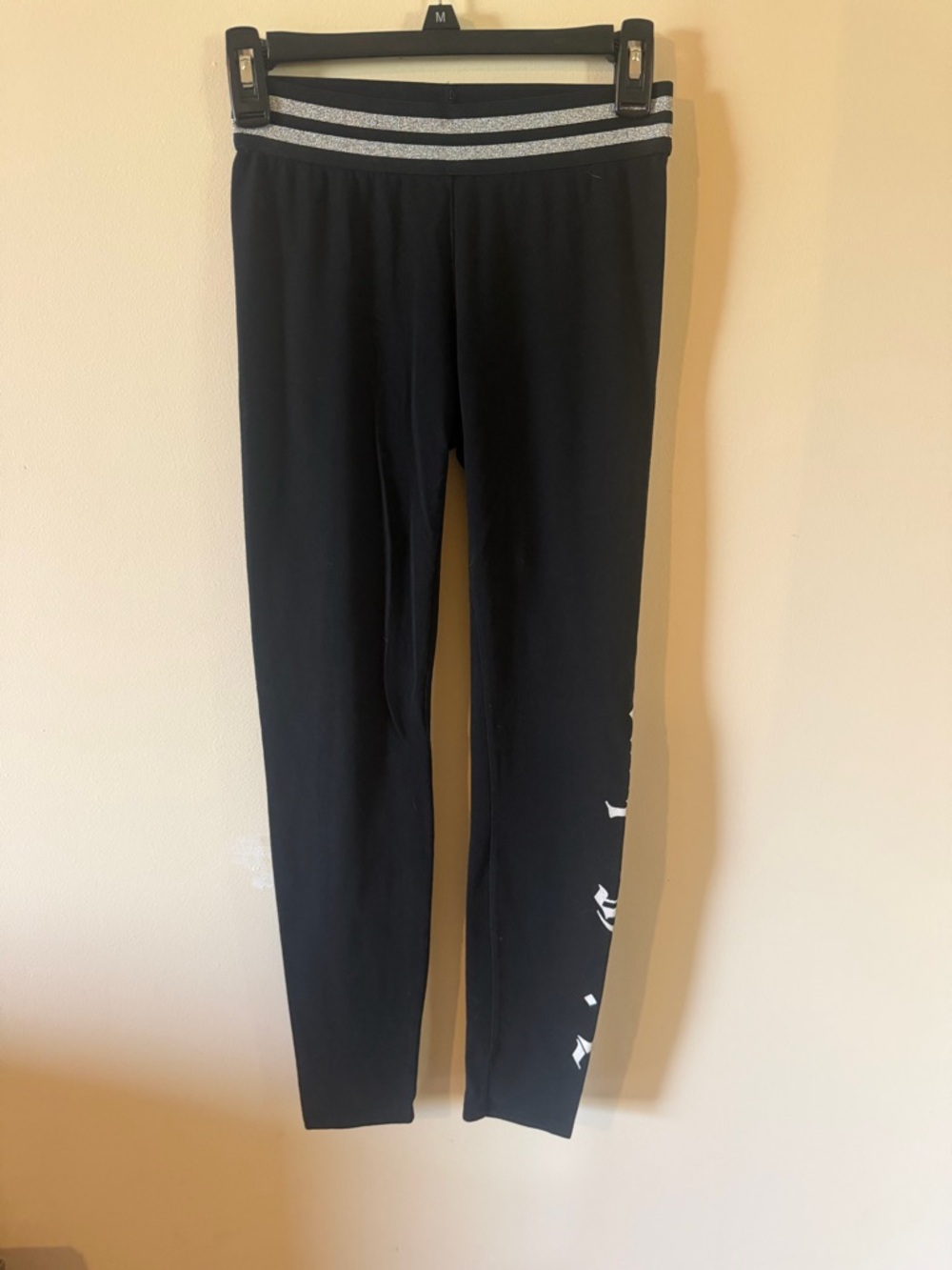 Juicy Couture Black Leggings with Silver Glitter Waistband